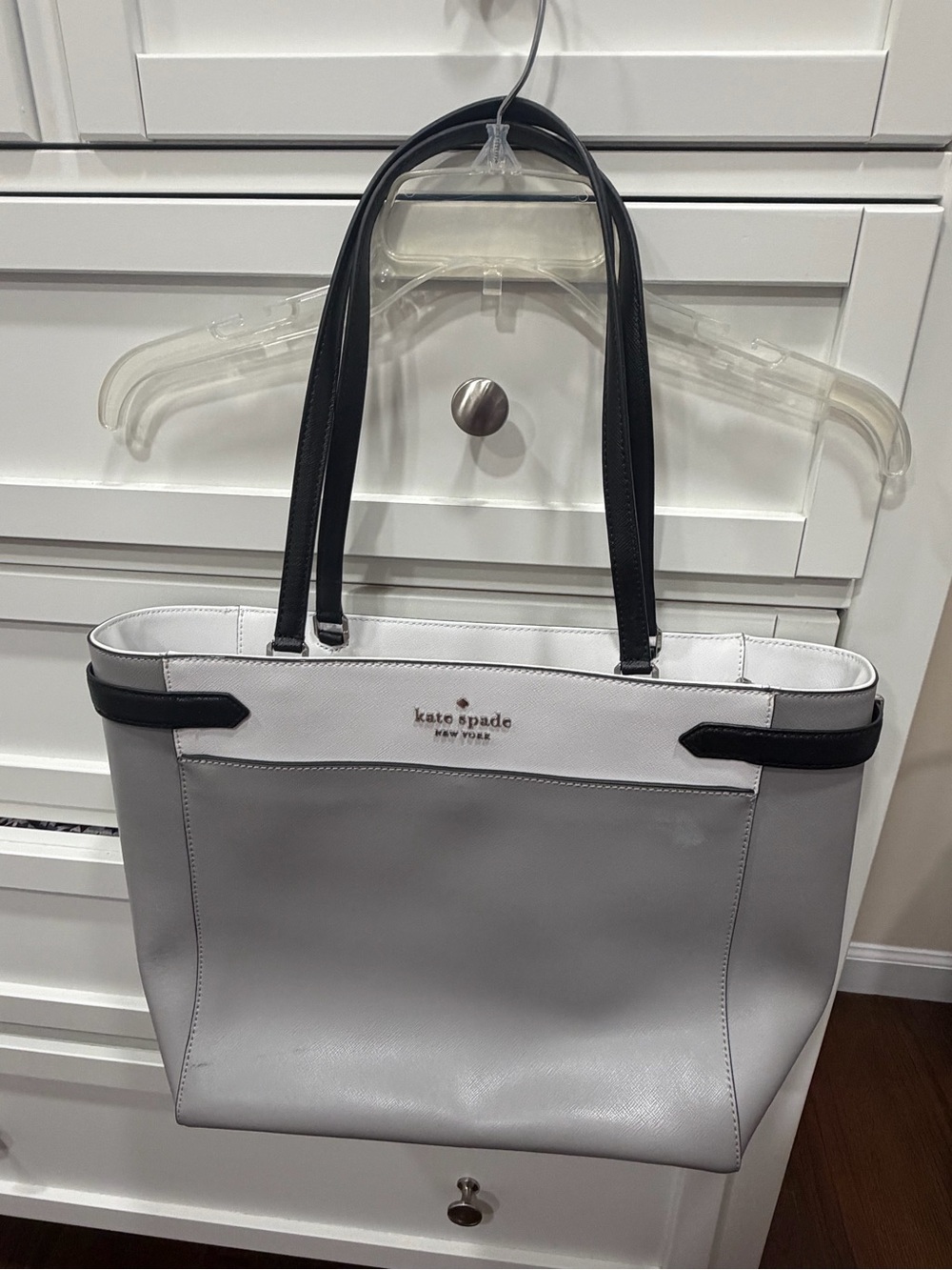 kate spade Grey, White & Black Leather Tote